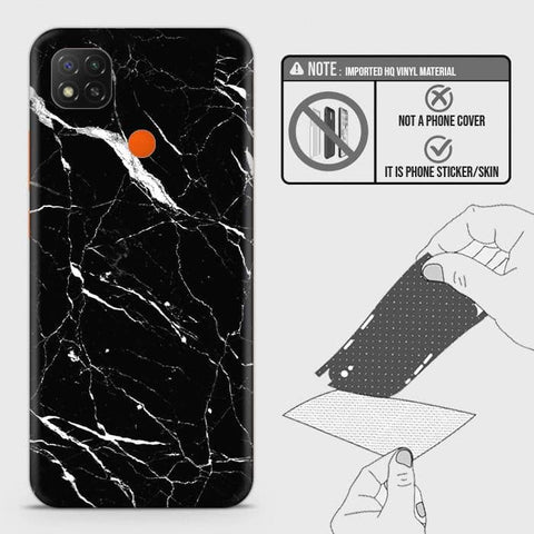 Xiaomi Redmi 9C Back Skin - Design 6 - Trendy Black Marble Skin Wrap Back Sticker