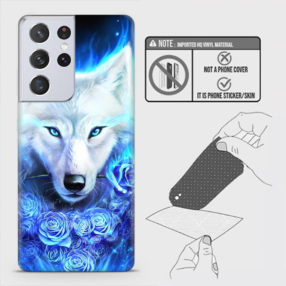 Samsung Galaxy S21 Ultra 5G Back Skin - Design 2 - Vintage Galaxy Wolf Skin Wrap Back Sticker Without Sides