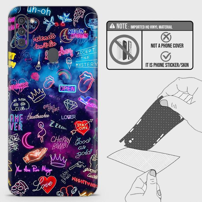 Samsung Galaxy M11 Back Skin - Design 1 - Neon Galaxy Skin Wrap Back Sticker