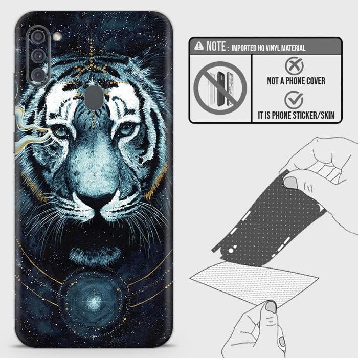 Samsung Galaxy A11 Back Skin - Design 4 - Vintage Galaxy Tiger Skin Wrap Back Sticker