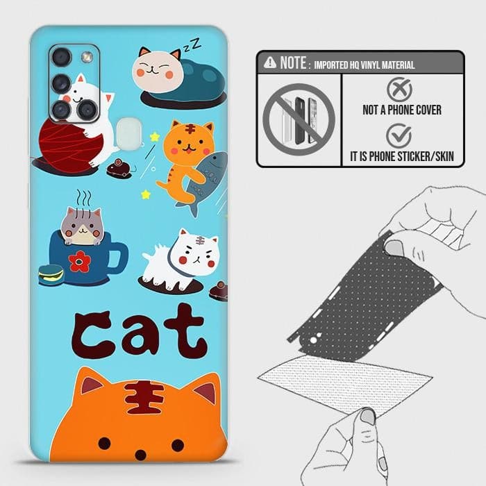 Samsung Galaxy A21s Back Skin - Design 3 - Cute Lazy Cate Skin Wrap Back Sticker