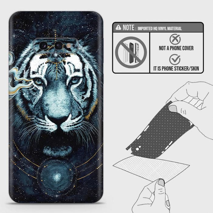 Samsung Galaxy S10e Back Skin - Design 4 - Vintage Galaxy Tiger Skin Wrap Back Sticker