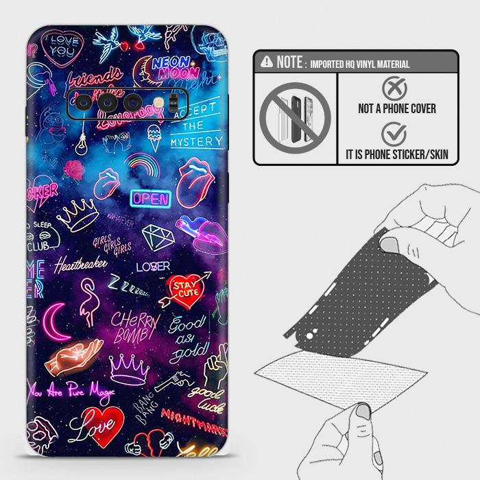 Samsung Galaxy S10 Plus Back Skin - Design 1 - Neon Galaxy Skin Wrap Back Sticker