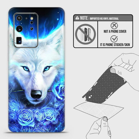 Samsung Galaxy S20 Ultra Back Skin - Design 2 - Vintage Galaxy Wolf Skin Wrap Back Sticker