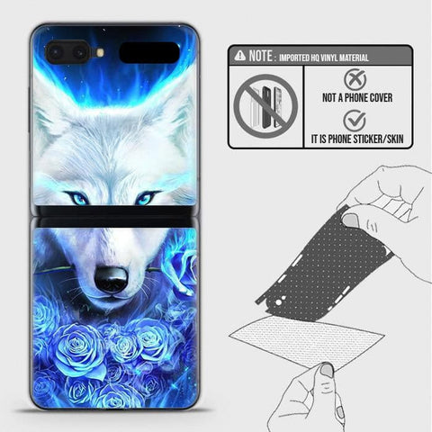 Samsung Galaxy Z Flip Back Skin - Design 2 - Vintage Galaxy Wolf Skin Wrap Back Sticker