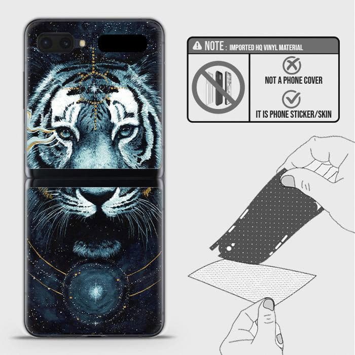 Samsung Galaxy Z Flip Back Skin - Design 4 - Vintage Galaxy Tiger Skin Wrap Back Sticker