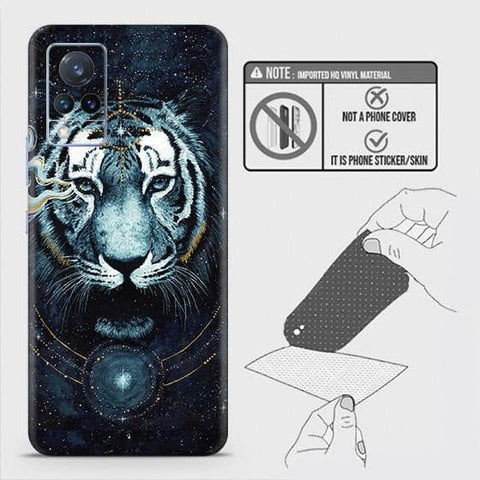 Vivo V21 Back Skin - Design 4 - Vintage Galaxy Tiger Skin Wrap Back Sticker Without Sides