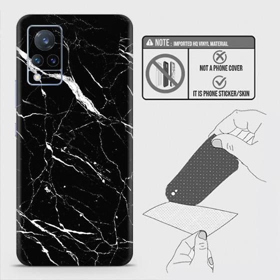 Vivo V21 Back Skin - Design 6 - Trendy Black Marble Skin Wrap Back Sticker Without Sides