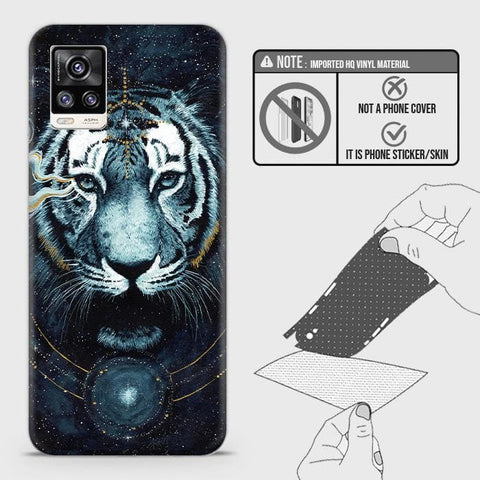 Vivo V20 Back Skin - Design 4 - Vintage Galaxy Tiger Skin Wrap Back Sticker