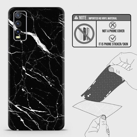 Vivo Y20i Back Skin - Design 6 - Trendy Black Marble Skin Wrap Back Sticker