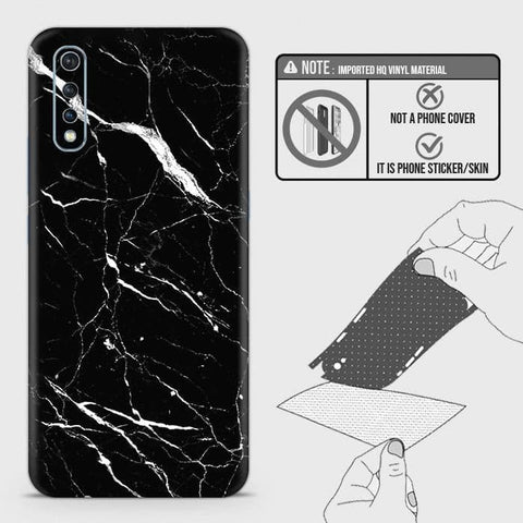 Vivo Y7s Back Skin - Design 6 - Trendy Black Marble Skin Wrap Back Sticker