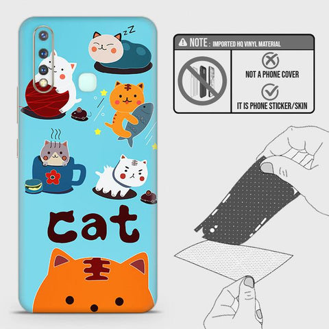 Vivo Y19 Back Skin - Design 3 - Cute Lazy Cate Skin Wrap Back Sticker