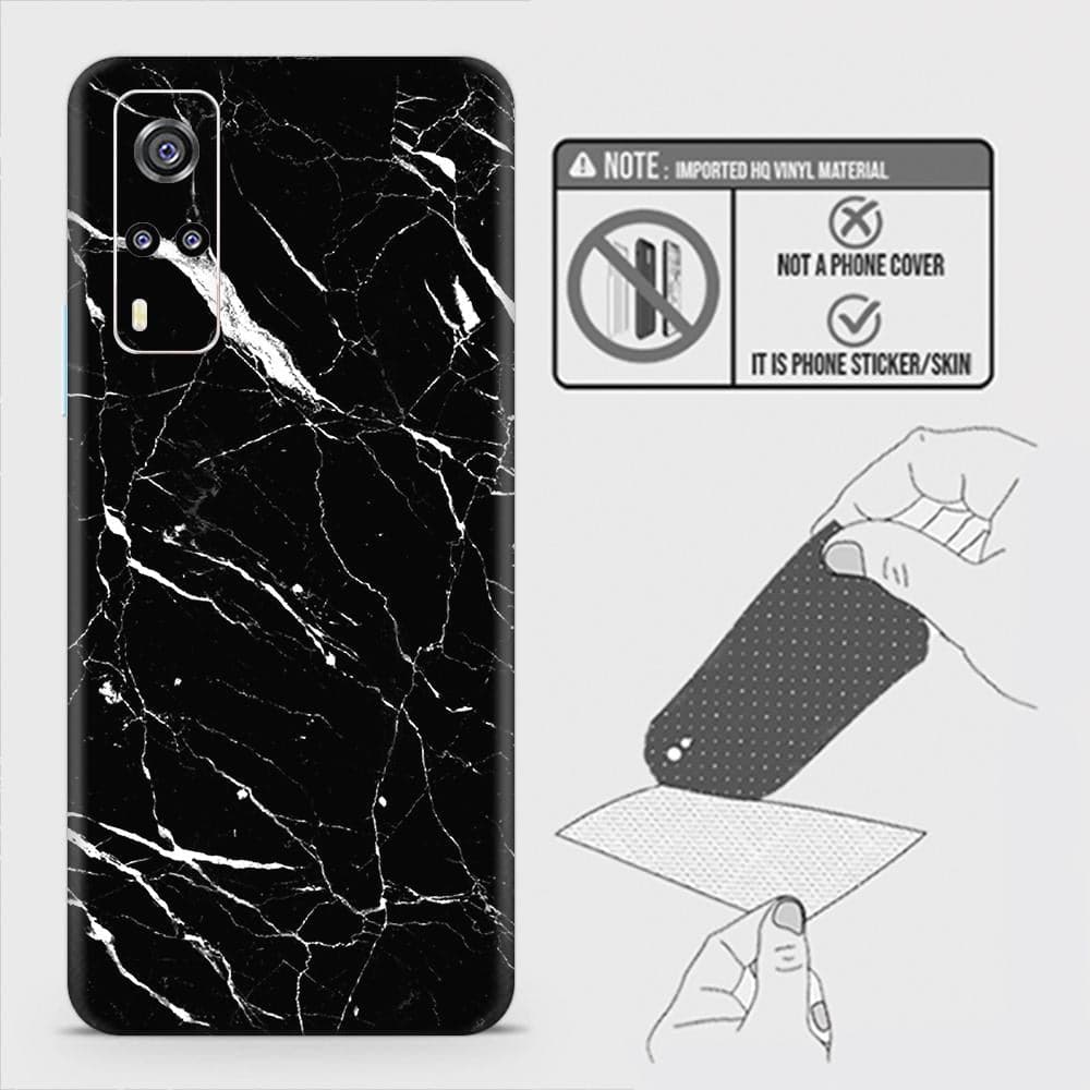 Vivo Y51a Back Skin - Design 6 - Trendy Black Marble Skin Wrap Back Sticker Without Sides