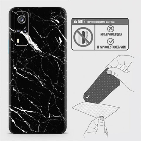 Vivo Y51s Back Skin - Design 6 - Trendy Black Marble Skin Wrap Back Sticker Without Sides