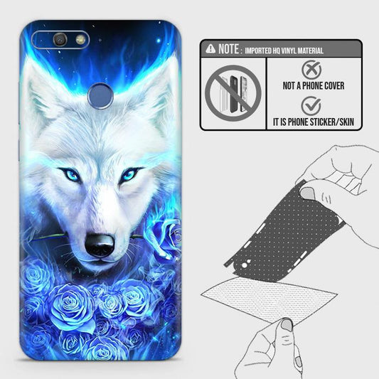 Huawei Y6 Prime 2018 / Honor 7A Back Skin - Design 2 - Vintage Galaxy Wolf Skin Wrap Back Sticker