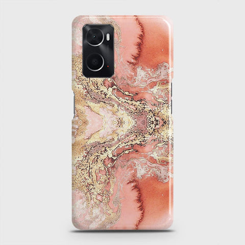 Oppo A96 4G Cover - Trendy Chic Rose Gold Marble Printed Hard Case with Life Time Colors Guarantee