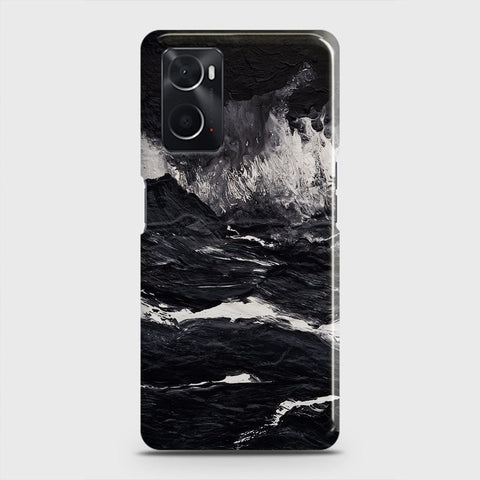 Oppo A96 4G Cover - Black Ocean Marble Trendy Printed Hard Case with Life Time Colors Guarantee