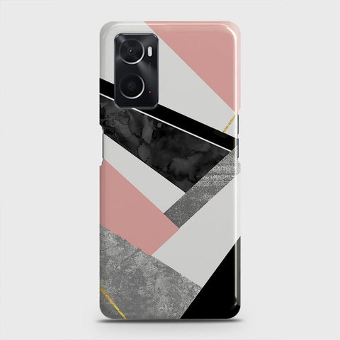 Oppo A96 4G - Matte Finish - Geometric Luxe Marble Trendy Printed Hard Case with Life Time Colors Guarante