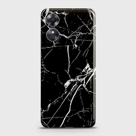 Oppo A17 Cover - Black Modern Classic Marble Printed Hard Case with Life Time Colors Guarantee