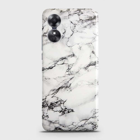 Oppo A17 Cover - Trendy White Floor Marble Printed Hard Case with Life Time Colors Guarantee