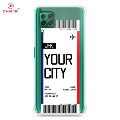 Huawei P40 Lite Cover - Personalised Boarding Pass Ticket Series - 5 Designs - Clear Phone Case - Soft Silicon Borders