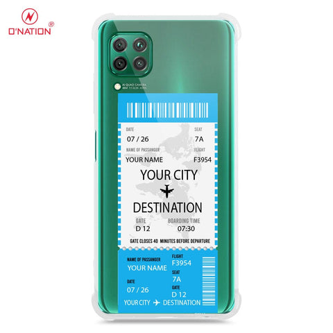 Huawei P40 Lite Cover - Personalised Boarding Pass Ticket Series - 5 Designs - Clear Phone Case - Soft Silicon Borders