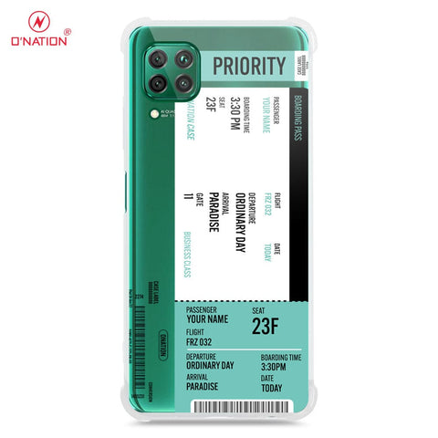 Huawei P40 Lite Cover - Personalised Boarding Pass Ticket Series - 5 Designs - Clear Phone Case - Soft Silicon Borders