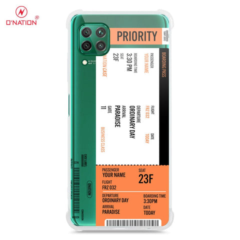 Huawei P40 Lite Cover - Personalised Boarding Pass Ticket Series - 5 Designs - Clear Phone Case - Soft Silicon Borders