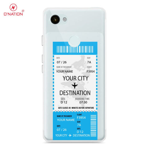 Google Pixel 3a Cover - Personalised Boarding Pass Ticket Series - 5 Designs - Clear Phone Case - Soft Silicon Borders