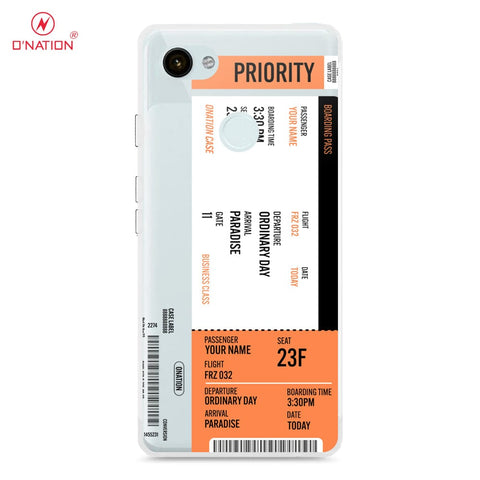 Google Pixel 3a Cover - Personalised Boarding Pass Ticket Series - 5 Designs - Clear Phone Case - Soft Silicon Borders