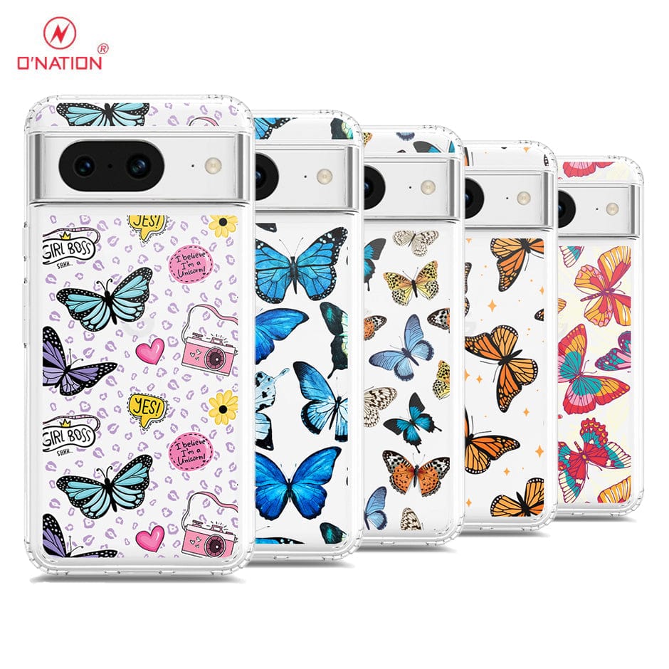 Google Pixel 8 Cover - O'Nation Butterfly Dreams Series - 9 Designs - Clear Phone Case - Soft Silicon Borders