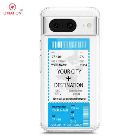 Google Pixel 8 Cover - Personalised Boarding Pass Ticket Series - 5 Designs - Clear Phone Case - Soft Silicon Borders