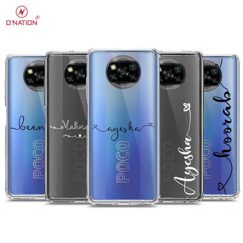 Xiaomi Poco X3  Cover - Personalised Name Series - 8 Designs - Clear Phone Case - Soft Silicon Borders