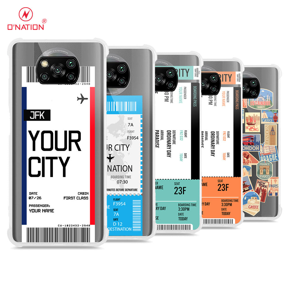 Xiaomi Poco X3 Cover - Personalised Boarding Pass Ticket Series - 5 Designs - Clear Phone Case - Soft Silicon Borders