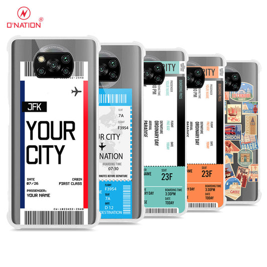 Xiaomi Poco X3 Cover - Personalised Boarding Pass Ticket Series - 5 Designs - Clear Phone Case - Soft Silicon Borders