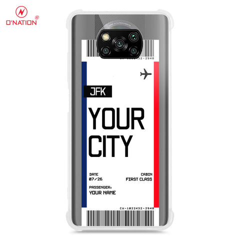 Xiaomi Poco X3 Cover - Personalised Boarding Pass Ticket Series - 5 Designs - Clear Phone Case - Soft Silicon Borders