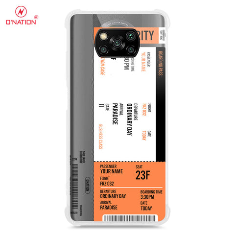 Xiaomi Poco X3 Cover - Personalised Boarding Pass Ticket Series - 5 Designs - Clear Phone Case - Soft Silicon Borders