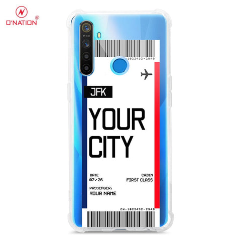 Realme 5 Cover - Personalised Boarding Pass Ticket Series - 5 Designs - Clear Phone Case - Soft Silicon Borders