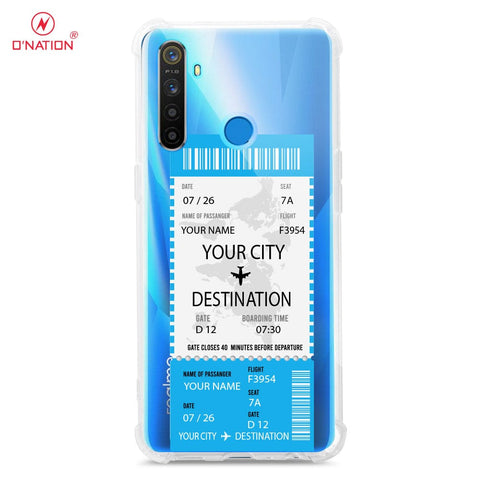 Realme 5 Cover - Personalised Boarding Pass Ticket Series - 5 Designs - Clear Phone Case - Soft Silicon Borders