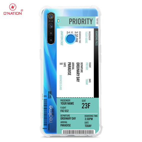 Realme 5 Cover - Personalised Boarding Pass Ticket Series - 5 Designs - Clear Phone Case - Soft Silicon Borders