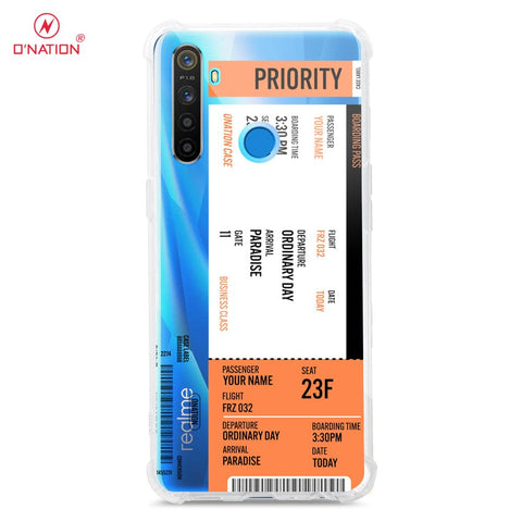 Realme 5 Cover - Personalised Boarding Pass Ticket Series - 5 Designs - Clear Phone Case - Soft Silicon Borders