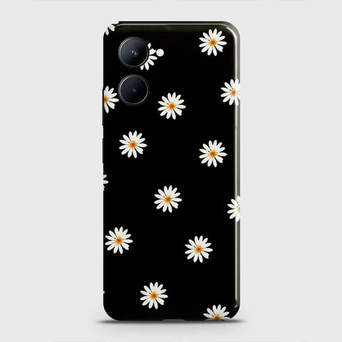 Realme C33 Cover - White Bloom Flowers with Black Background Printed Hard Case with Life Time Colors Guarantee (Fast Delivery)