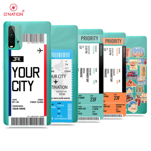 Xiaomi Redmi 9T Cover - Personalised Boarding Pass Ticket Series - 5 Designs - Clear Phone Case - Soft Silicon Borders