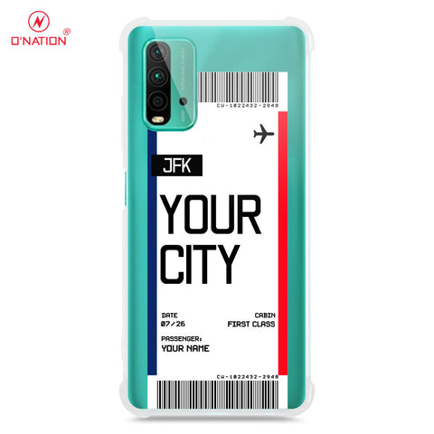 Xiaomi Redmi 9T Cover - Personalised Boarding Pass Ticket Series - 5 Designs - Clear Phone Case - Soft Silicon Borders