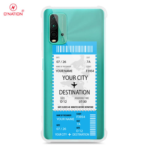 Xiaomi Redmi 9T Cover - Personalised Boarding Pass Ticket Series - 5 Designs - Clear Phone Case - Soft Silicon Borders