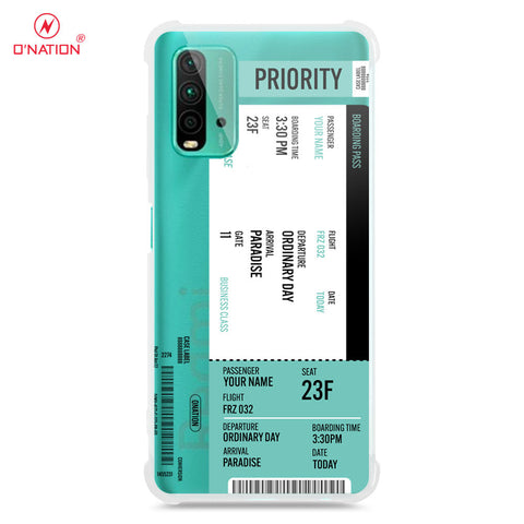 Xiaomi Redmi 9T Cover - Personalised Boarding Pass Ticket Series - 5 Designs - Clear Phone Case - Soft Silicon Borders