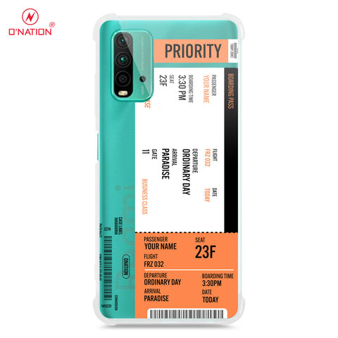 Xiaomi Redmi 9T Cover - Personalised Boarding Pass Ticket Series - 5 Designs - Clear Phone Case - Soft Silicon Borders