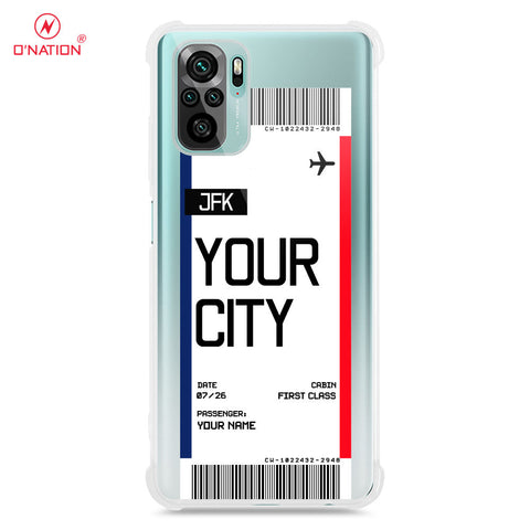 Xiaomi Redmi Note 10S Cover - Personalised Boarding Pass Ticket Series - 5 Designs - Clear Phone Case - Soft Silicon Borders