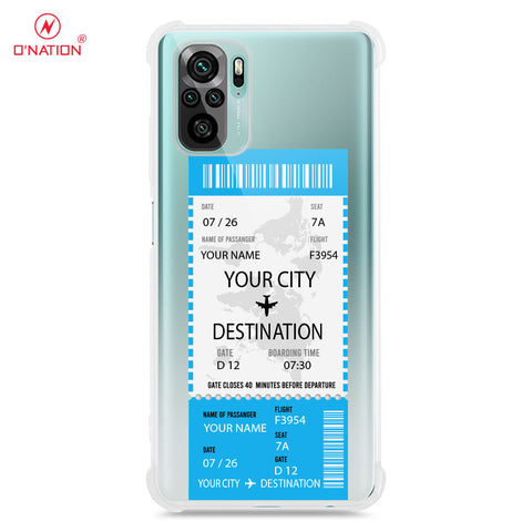 Xiaomi Redmi Note 10S Cover - Personalised Boarding Pass Ticket Series - 5 Designs - Clear Phone Case - Soft Silicon Borders