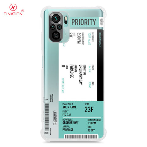 Xiaomi Redmi Note 10S Cover - Personalised Boarding Pass Ticket Series - 5 Designs - Clear Phone Case - Soft Silicon Borders